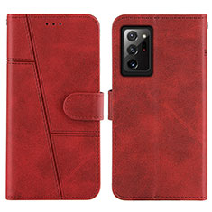 Leather Case Stands Flip Cover Holder Y01X for Samsung Galaxy Note 20 Ultra 5G Red
