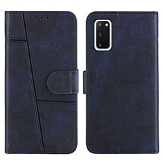 Leather Case Stands Flip Cover Holder Y01X for Samsung Galaxy S20 5G Blue