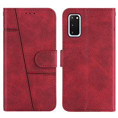 Leather Case Stands Flip Cover Holder Y01X for Samsung Galaxy S20 5G Red