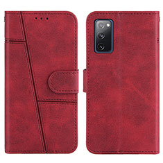 Leather Case Stands Flip Cover Holder Y01X for Samsung Galaxy S20 FE (2022) 5G Red