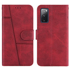 Leather Case Stands Flip Cover Holder Y01X for Samsung Galaxy S20 FE 5G Red