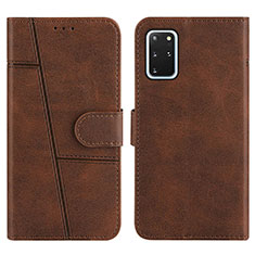 Leather Case Stands Flip Cover Holder Y01X for Samsung Galaxy S20 Plus 5G Brown