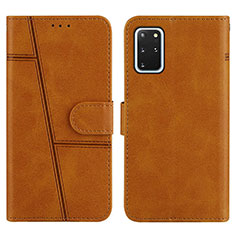 Leather Case Stands Flip Cover Holder Y01X for Samsung Galaxy S20 Plus Light Brown