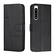 Leather Case Stands Flip Cover Holder Y01X for Sony Xperia 5 IV Black