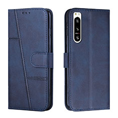 Leather Case Stands Flip Cover Holder Y01X for Sony Xperia 5 IV Blue