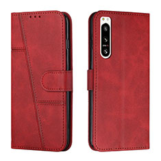 Leather Case Stands Flip Cover Holder Y01X for Sony Xperia 5 IV Red