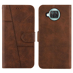 Leather Case Stands Flip Cover Holder Y01X for Xiaomi Mi 10i 5G Brown