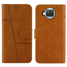 Leather Case Stands Flip Cover Holder Y01X for Xiaomi Mi 10i 5G Light Brown