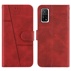 Leather Case Stands Flip Cover Holder Y01X for Xiaomi Mi 10T 5G Red