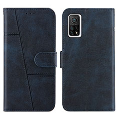Leather Case Stands Flip Cover Holder Y01X for Xiaomi Mi 10T Pro 5G Blue