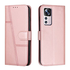 Leather Case Stands Flip Cover Holder Y01X for Xiaomi Mi 12T 5G Rose Gold