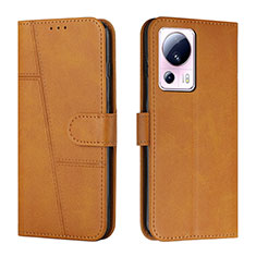 Leather Case Stands Flip Cover Holder Y01X for Xiaomi Mi 13 Lite 5G Light Brown