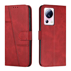 Leather Case Stands Flip Cover Holder Y01X for Xiaomi Mi 13 Lite 5G Red