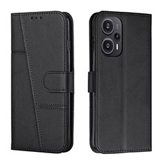 Leather Case Stands Flip Cover Holder Y01X for Xiaomi Poco F5 5G Black