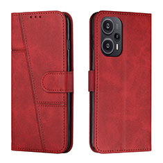 Leather Case Stands Flip Cover Holder Y01X for Xiaomi Poco F5 5G Red