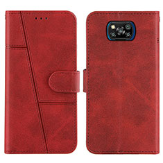 Leather Case Stands Flip Cover Holder Y01X for Xiaomi Poco X3 Pro Red