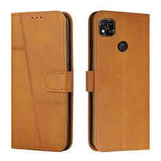 Leather Case Stands Flip Cover Holder Y01X for Xiaomi Redmi 10A 4G Light Brown