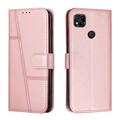 Leather Case Stands Flip Cover Holder Y01X for Xiaomi Redmi 10A 4G Rose Gold