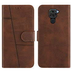 Leather Case Stands Flip Cover Holder Y01X for Xiaomi Redmi 10X 4G Brown