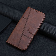 Leather Case Stands Flip Cover Holder Y01X for Xiaomi Redmi 12C 4G Brown