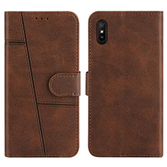 Leather Case Stands Flip Cover Holder Y01X for Xiaomi Redmi 9A Brown