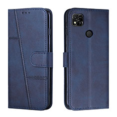 Leather Case Stands Flip Cover Holder Y01X for Xiaomi Redmi 9C Blue