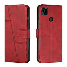 Leather Case Stands Flip Cover Holder Y01X for Xiaomi Redmi 9C Red