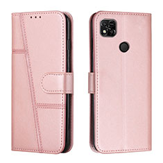 Leather Case Stands Flip Cover Holder Y01X for Xiaomi Redmi 9C Rose Gold