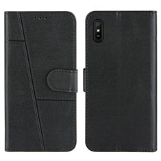 Leather Case Stands Flip Cover Holder Y01X for Xiaomi Redmi 9i Black