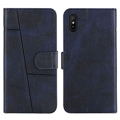 Leather Case Stands Flip Cover Holder Y01X for Xiaomi Redmi 9i Blue