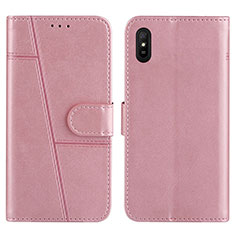 Leather Case Stands Flip Cover Holder Y01X for Xiaomi Redmi 9i Rose Gold