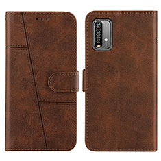 Leather Case Stands Flip Cover Holder Y01X for Xiaomi Redmi 9T 4G Brown