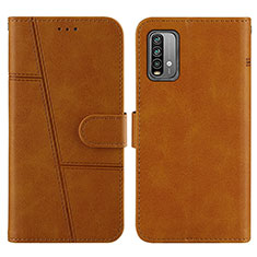 Leather Case Stands Flip Cover Holder Y01X for Xiaomi Redmi 9T 4G Light Brown