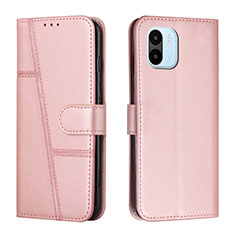 Leather Case Stands Flip Cover Holder Y01X for Xiaomi Redmi A1 Rose Gold