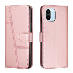 Leather Case Stands Flip Cover Holder Y01X for Xiaomi Redmi A2 Rose Gold