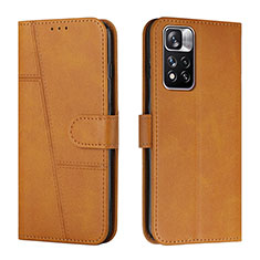 Leather Case Stands Flip Cover Holder Y01X for Xiaomi Redmi Note 11 Pro+ Plus 5G Light Brown