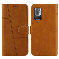 Leather Case Stands Flip Cover Holder Y01X for Xiaomi Redmi Note 11 SE 5G Light Brown