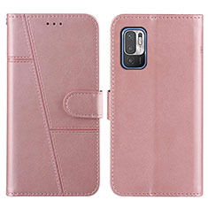 Leather Case Stands Flip Cover Holder Y01X for Xiaomi Redmi Note 11 SE 5G Rose Gold