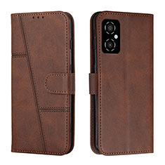 Leather Case Stands Flip Cover Holder Y01X for Xiaomi Redmi Note 11R 5G Brown