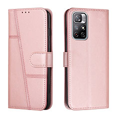 Leather Case Stands Flip Cover Holder Y01X for Xiaomi Redmi Note 11S 5G Rose Gold