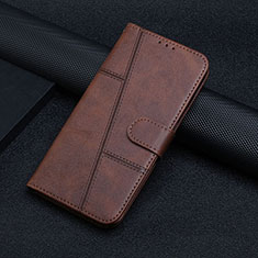 Leather Case Stands Flip Cover Holder Y01X for Xiaomi Redmi Note 12 Pro 5G Brown