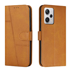 Leather Case Stands Flip Cover Holder Y01X for Xiaomi Redmi Note 12 Pro 5G Light Brown