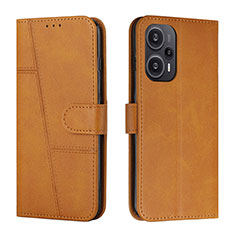 Leather Case Stands Flip Cover Holder Y01X for Xiaomi Redmi Note 12 Turbo 5G Light Brown