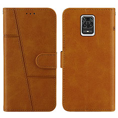 Leather Case Stands Flip Cover Holder Y01X for Xiaomi Redmi Note 9 Pro Light Brown