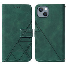Leather Case Stands Flip Cover Holder Y02B for Apple iPhone 13 Green