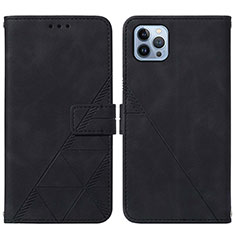 Leather Case Stands Flip Cover Holder Y02B for Apple iPhone 13 Pro Black