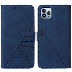 Leather Case Stands Flip Cover Holder Y02B for Apple iPhone 13 Pro Blue