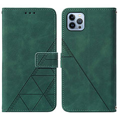 Leather Case Stands Flip Cover Holder Y02B for Apple iPhone 13 Pro Green