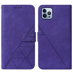 Leather Case Stands Flip Cover Holder Y02B for Apple iPhone 13 Pro Max Purple