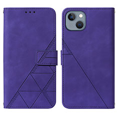 Leather Case Stands Flip Cover Holder Y02B for Apple iPhone 13 Purple